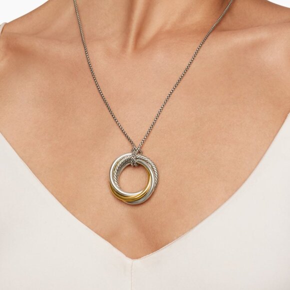 David Yurman Small Crossover Pendant w/Adjustable Chain - 14K/925 - Current Item - Picture 5 of 14